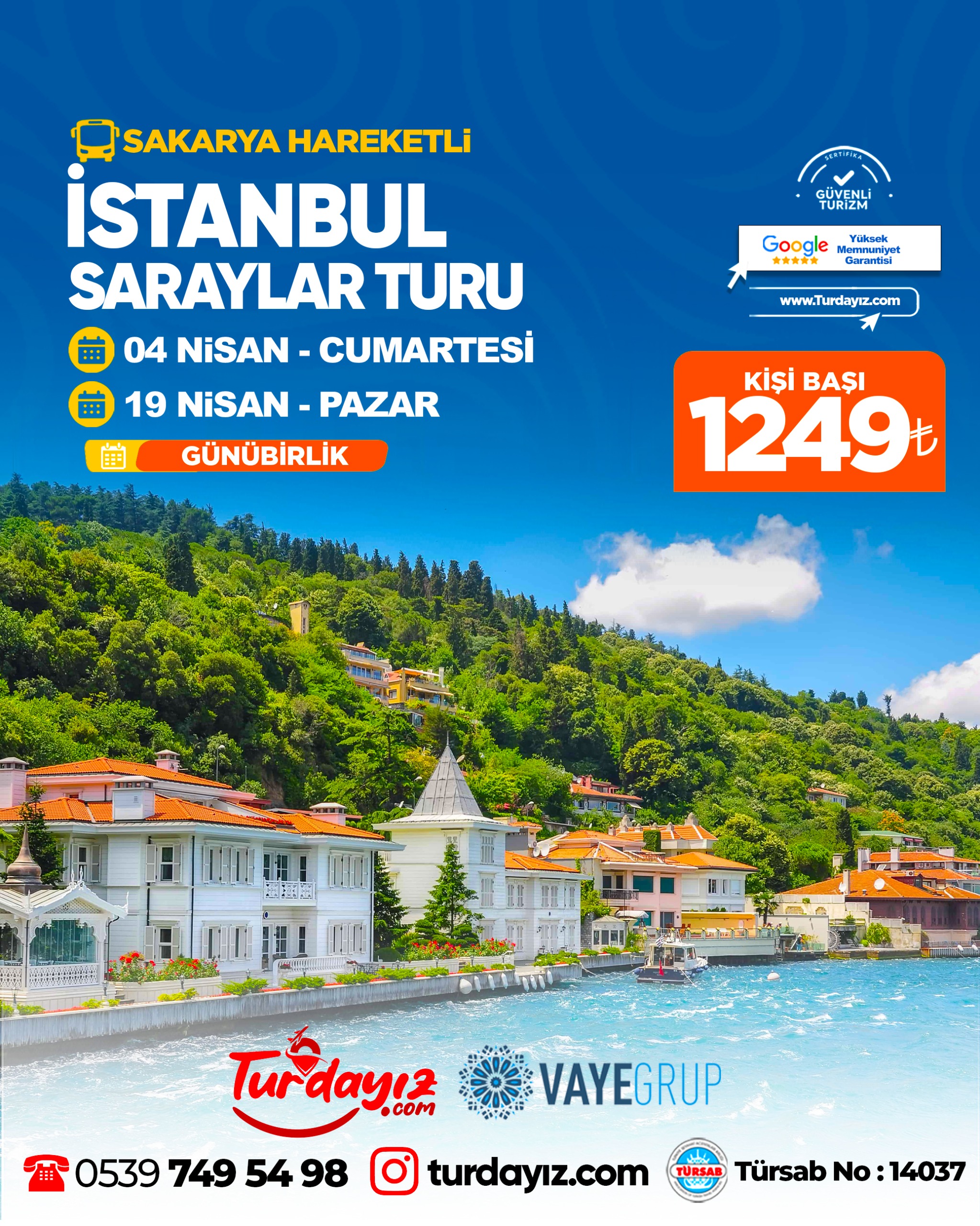 İSTANBUL SARAYLAR TURU  19 NİSAN