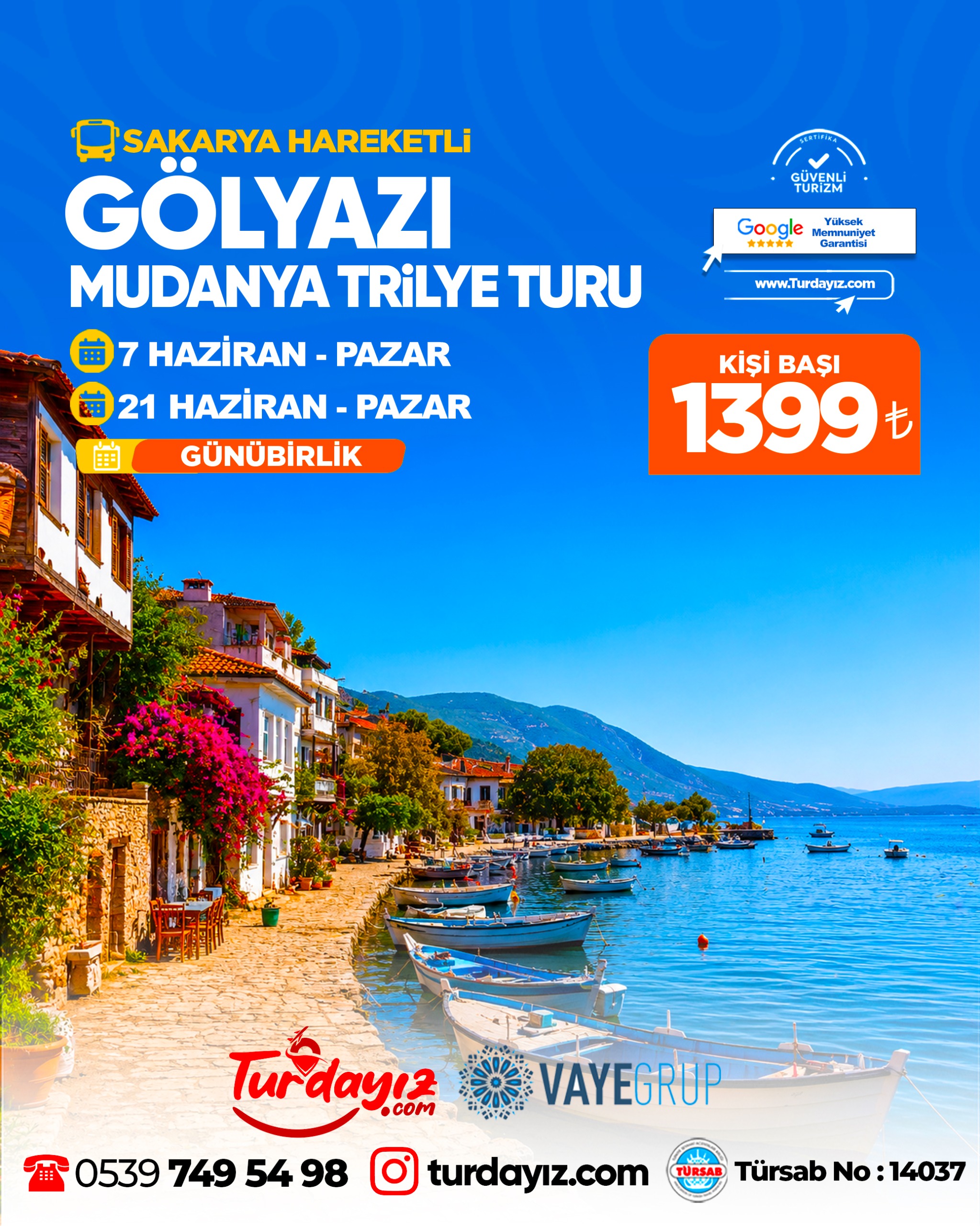 GÖLYAZI-MUDANYA-TRİLYE TURU